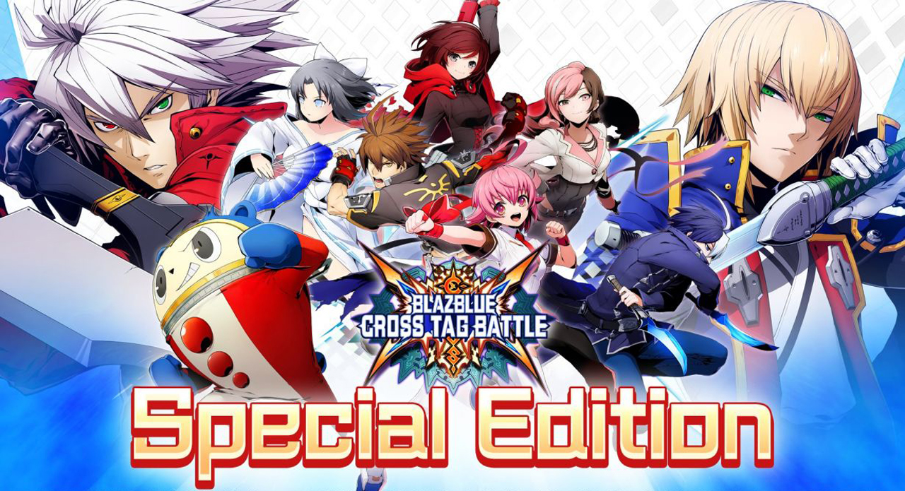 Banner for BlazBlue Cross Tag Battle Special Edition shows all main characters posing